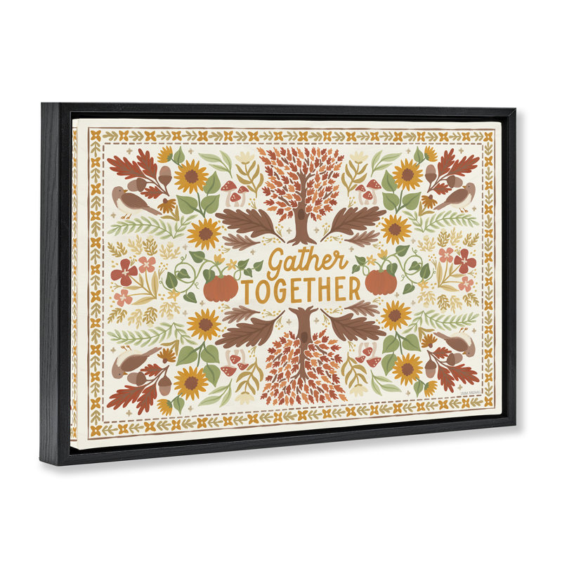 Toile «Gather Together» par Laura Marshall, Cadre flottant noir de jais, H 21 po x l 31 po