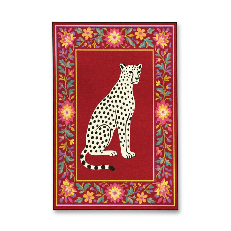 Tapis bleu tissé lavable rétro Mosso, 4'11" x 7'7"