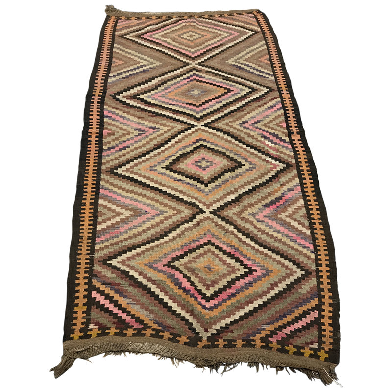 Ghelim Wool Brown/Pink Rug