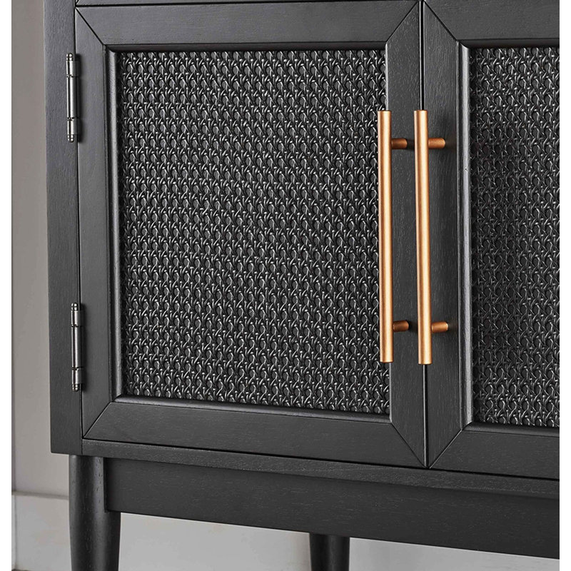 Présentoir 35,43 "en bois massif noir standard et armoires en porcelaine, Noir