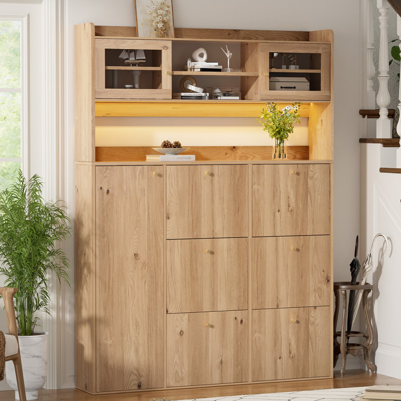 24 Pair Shoe Storage Cabinet, Natural