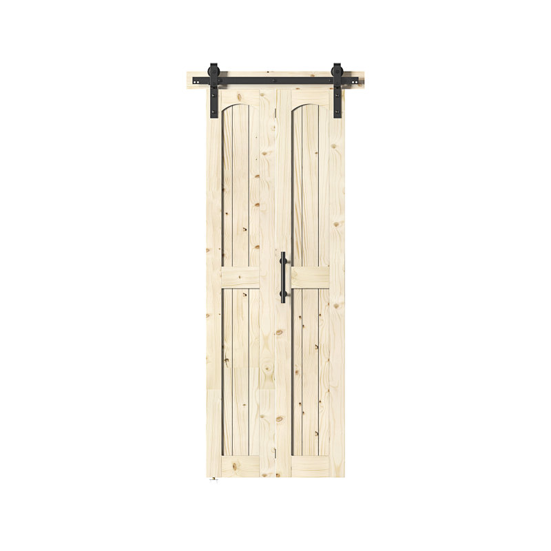 Portes de grange pliées en bois massif 84 po 84 po avec quincaillerie d'installation, 32 po x 84 po, Non fini