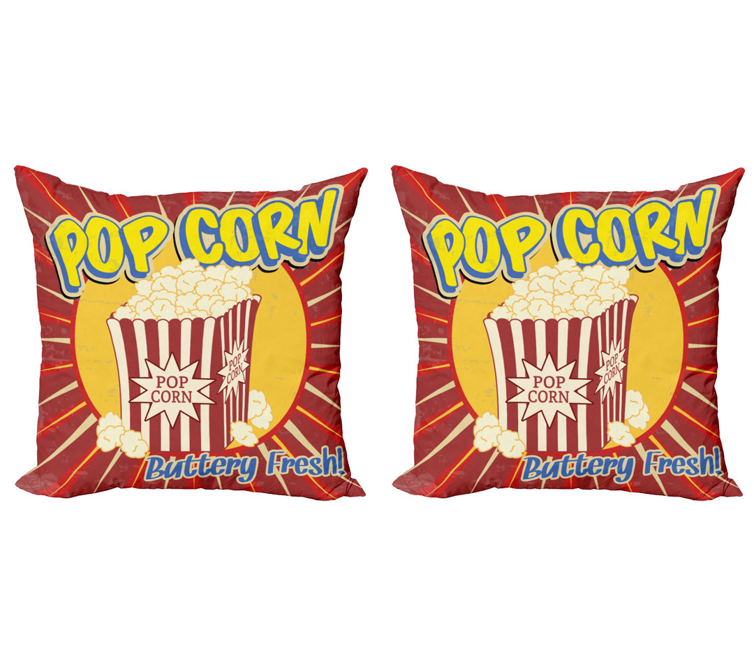 Dekokissen Kissenbezug, Pop Corn Film Snack, Retro, Mehrfarbig