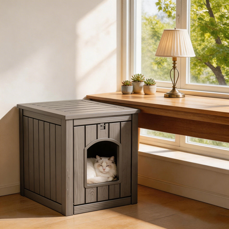 Enceinte de chat en résine pour l'extérieur, imperméable et multifonctionnelle, Brun