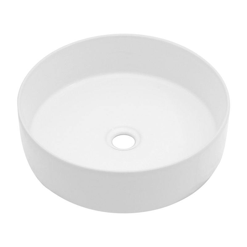 15.75"X15.75" White Ceramic Vessel Bathroom Sink, White