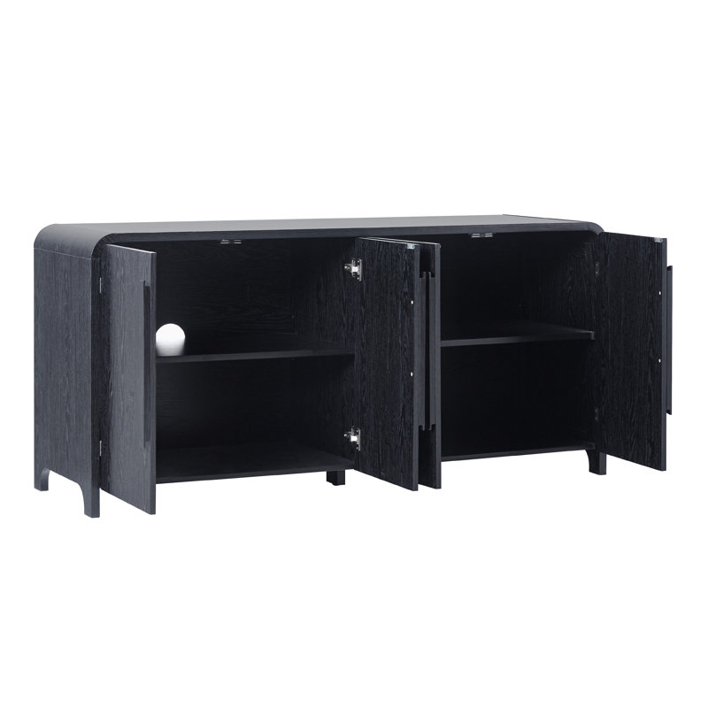 Sitarski Modern Sideboard with Rounded Edges, Black,  30'' H x 70'' W x 20'' D