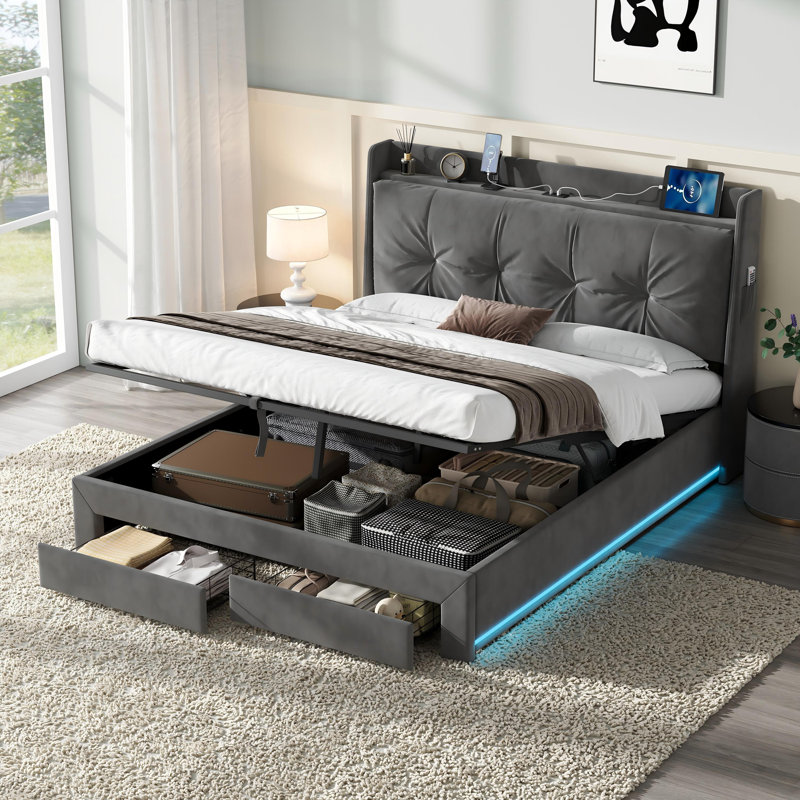 Upholstered Ottoman Storage Bed, Double (4'6)