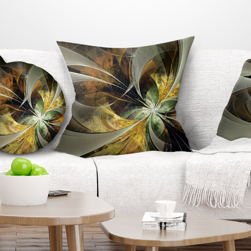Coussin floral à fleur symétrique floral, 16 po x 1 po, Coussin décoratif