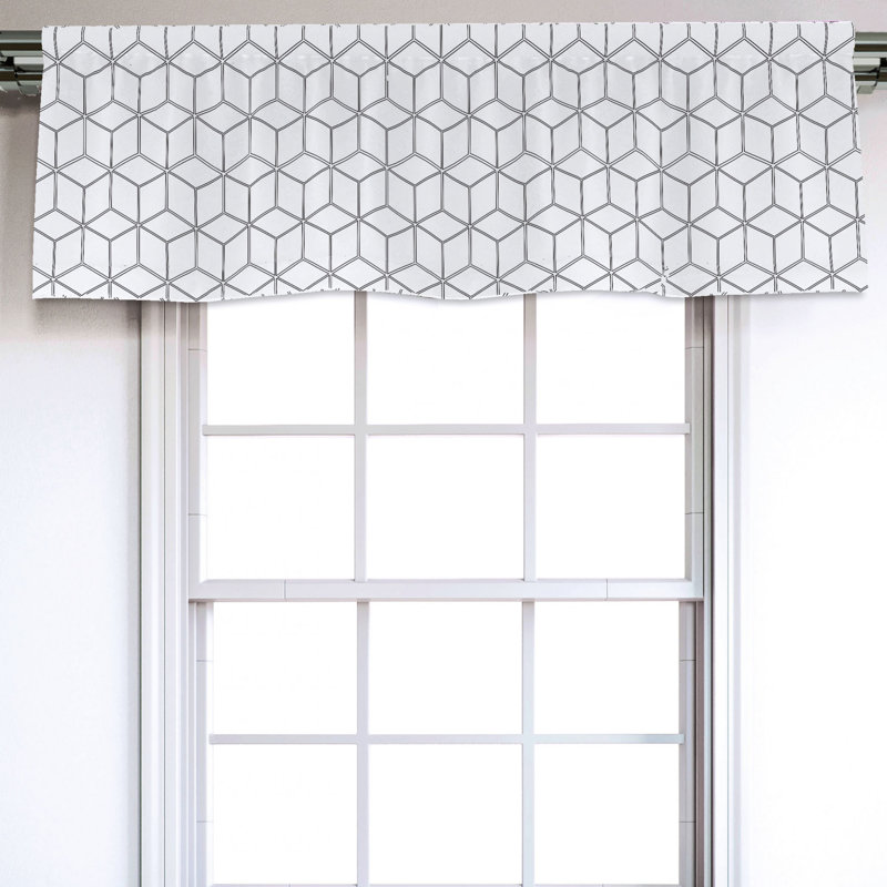 Geometric Sateen Ruffled 54'' W Window Valance in
