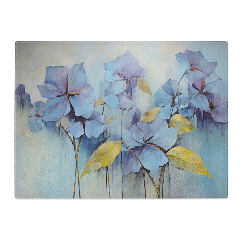 Hydrangea Abstract  Glass Chopping Board