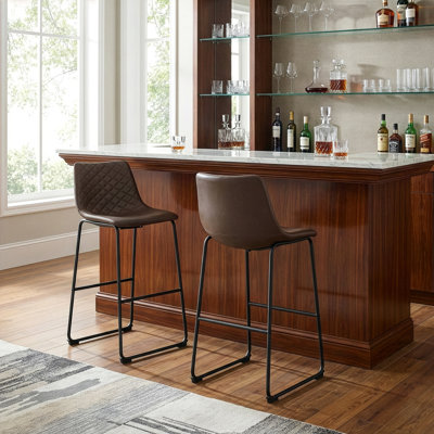 Upholstered Counter Stool with Metal Frame