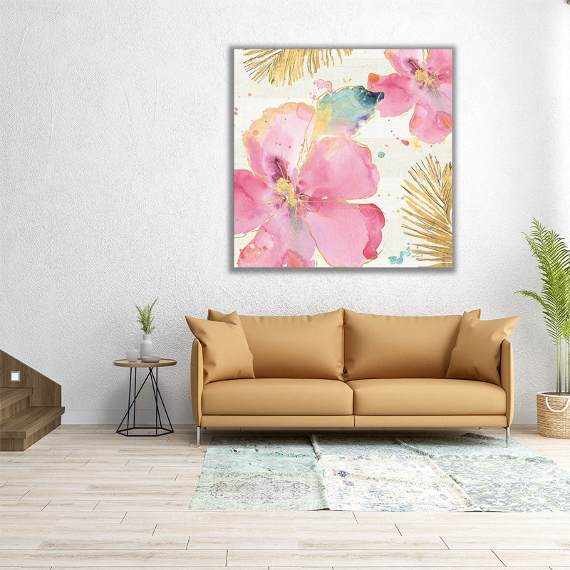 Flamant rose, impression sur toile, H 40 po x l 40 po