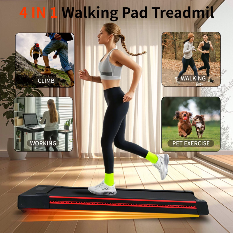 Tapis de marche avec inclinaison de 10 °, tapis roulant portable compact 3 HP télécommandés pour le bureau personnel, tapis roulant d'une capacité de 264 lb, affichage à DEL
