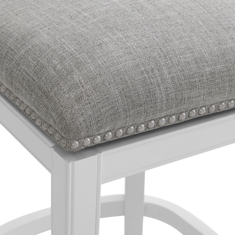 Miranda White Wood Swivel Bar Height Bar Stools - Set of 2