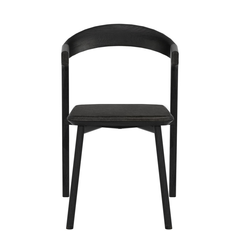 Bok Leather Dining Chair, Black Leather, Black