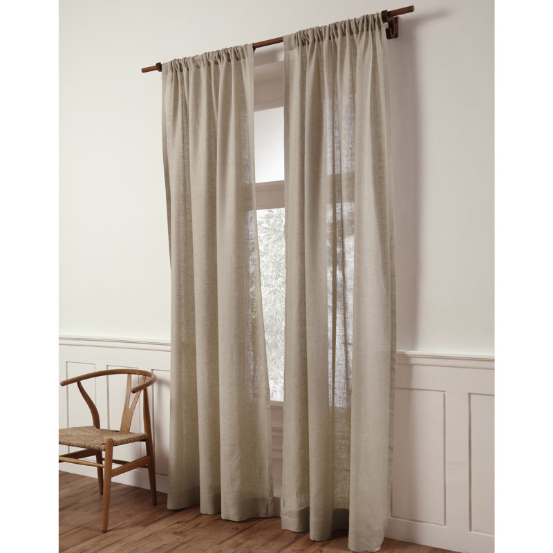 Sheer Curtain with Rod Pocket, Natural, 52" W x 96" L