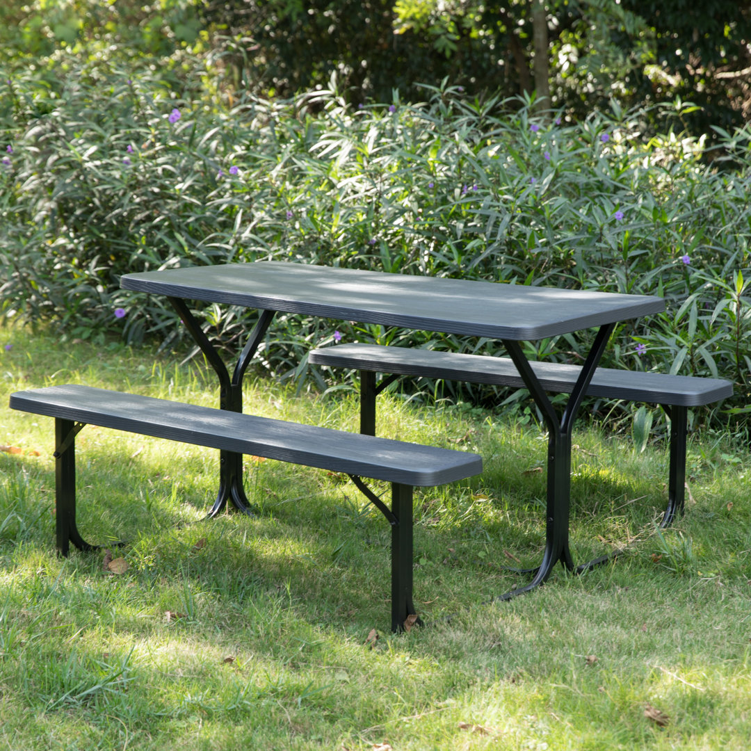 Ardelia Rectangular 4 - Person 59.5" Long Picnic Table Arlmont & Co.