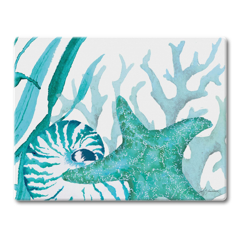 Coral Life Tempered Glass Rectangular Cutting Board