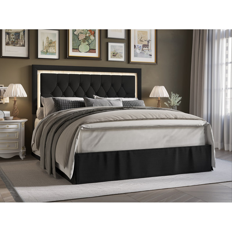 Epworth Upholstered Platform Bed, Twin, Black