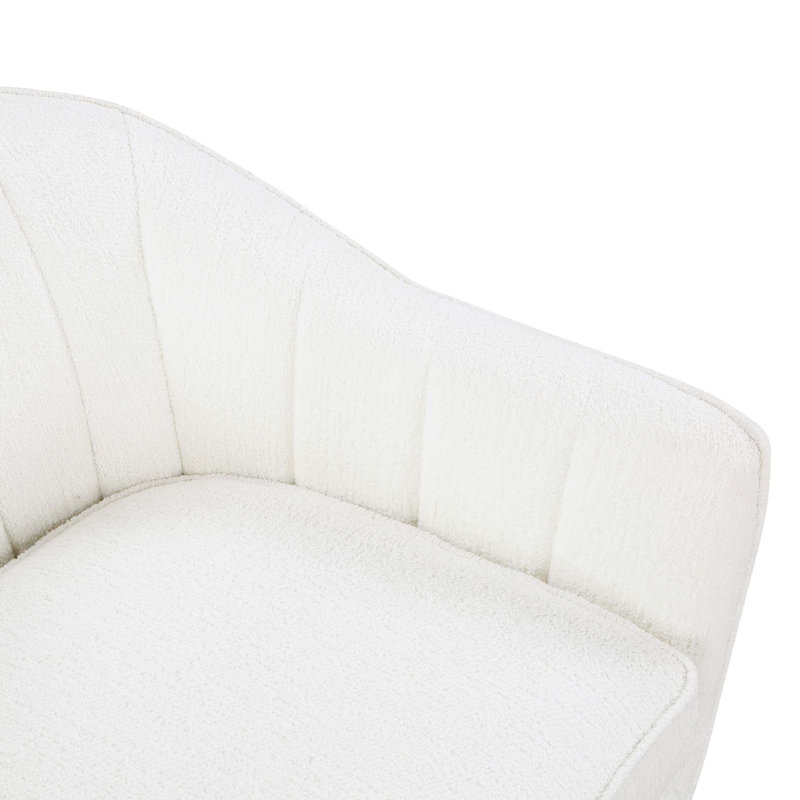 Chaise d'appoint Mid-Century moderne en chenille 1pc, Chenille blanche