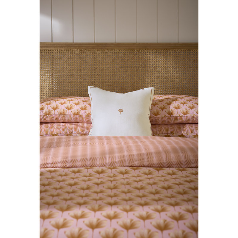 Ginkgo Linen Square Pillow Cover & Insert, White/Russet