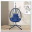 Fauteuil à œufs suspendu avec support, osier et coussins, bleu foncé-1275529832