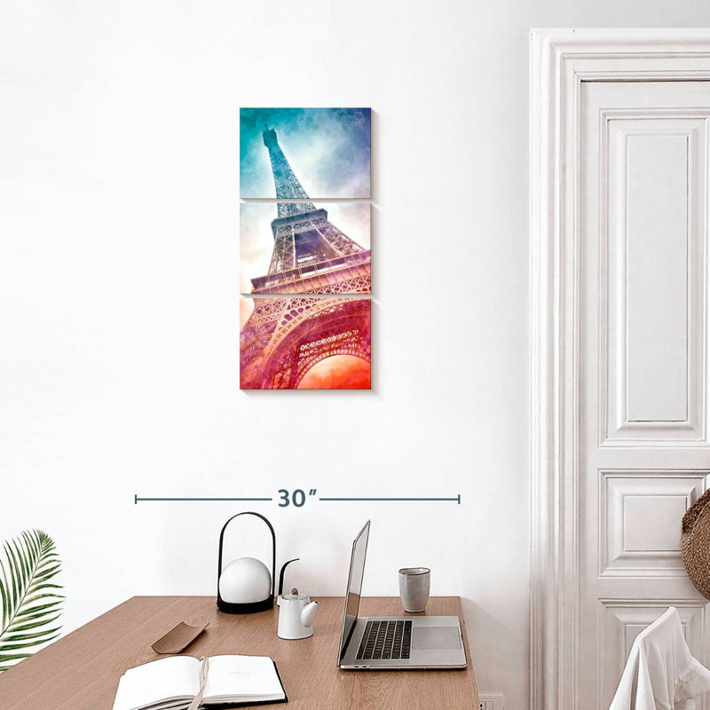 Vibrant Eiffel Tower, 27" H x 12" W