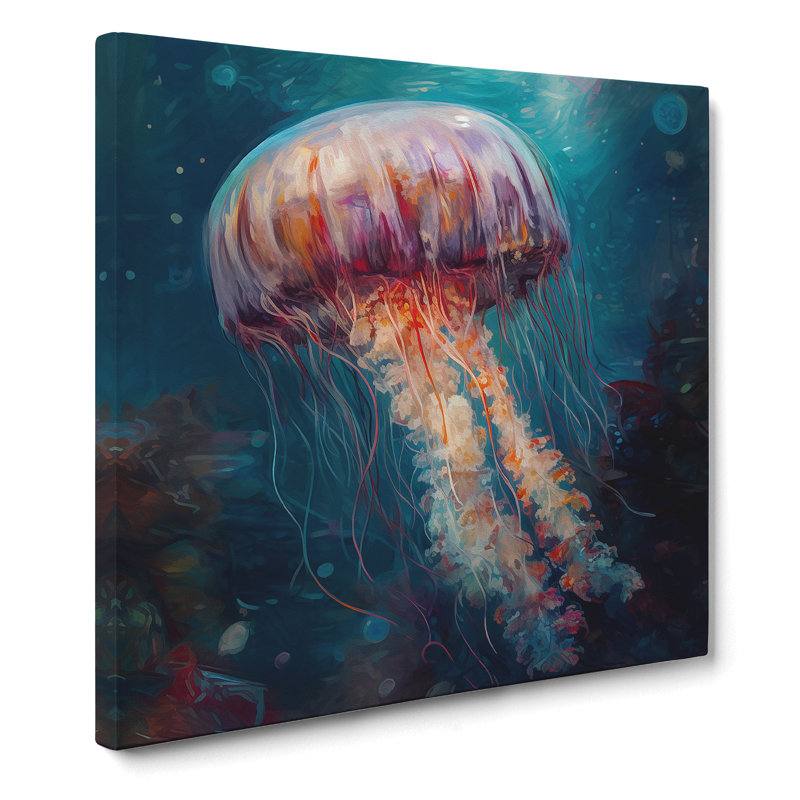 Jellyfish Post-Impressionism - No Frame Print, 35cm H x 35cm W x 3cm D