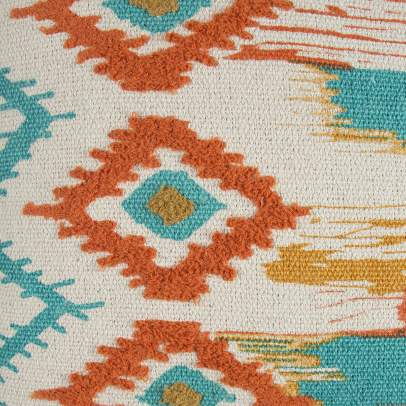Embroidered Cotton Throw Pillow, Poly Fill, 20 W x 20 H x 6.5 D