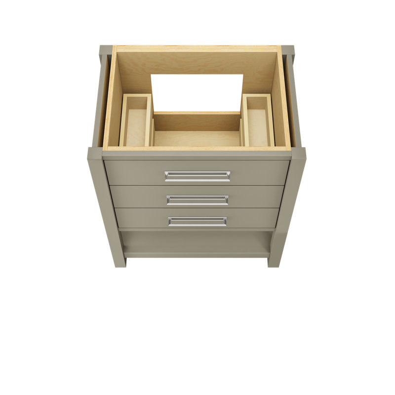 Kiawah Three-Drawer Single Bath Vanity, 30", French Olive, Polished Chrome