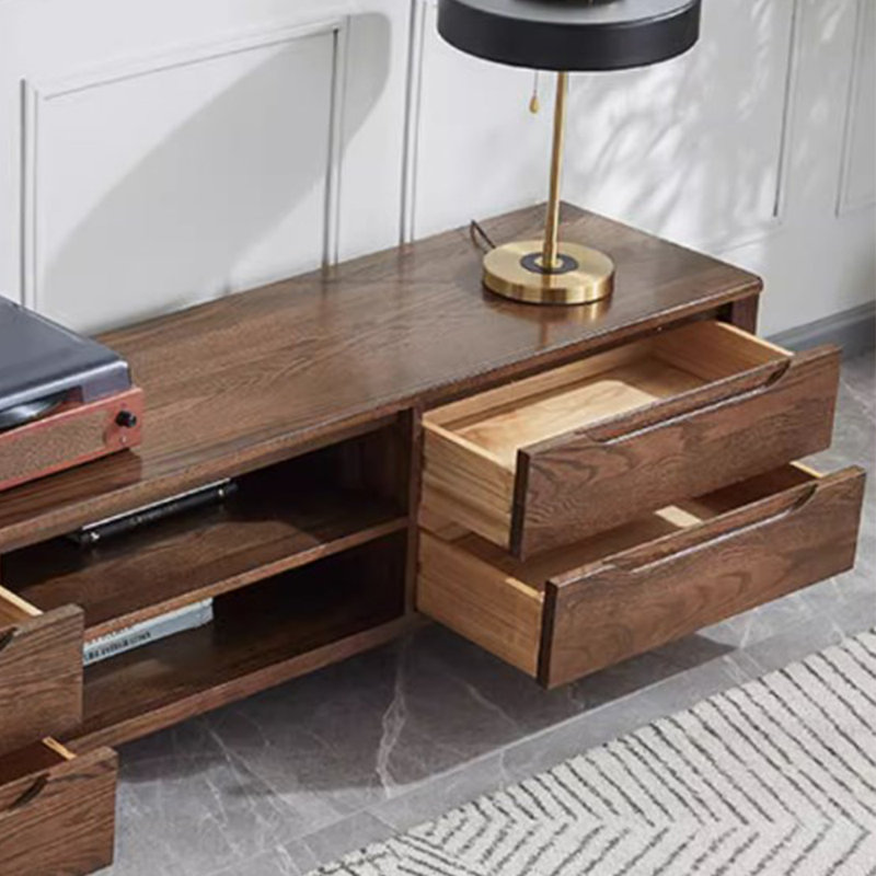 Meuble télé rétro en bois massif simple, 17.71H x 70.86"W x 11.81"D