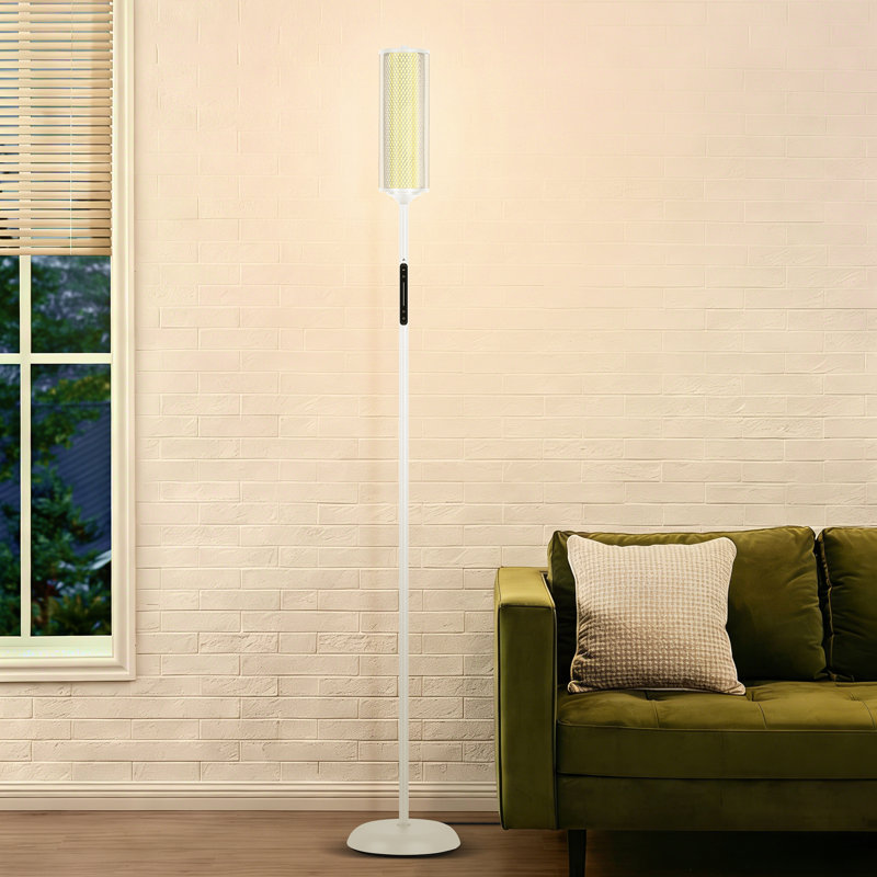 Lampes sur pied cylindriques 64,17 "RVBIC avec abat-jour en verre avec renfort en fil métallique et télécommande, Blanc