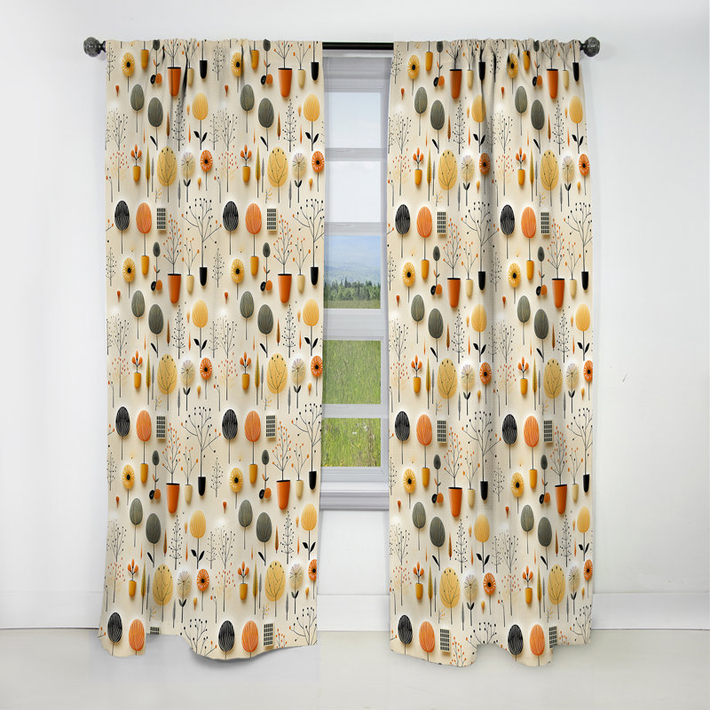 Mcm Minimalist Charm - Rideau Mid-Century - Rideau occultant géométrique - 1 panneau, L 52 po x L 120 po