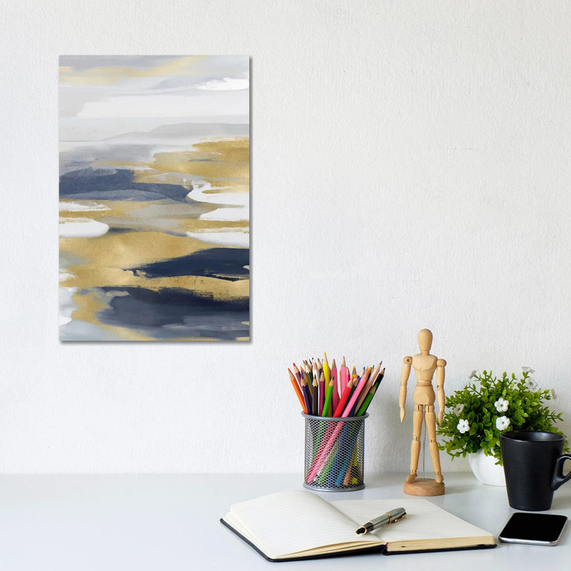 Intuition Blue And Gold I by Jackie Hanson - Wrapped Canvas Print, 20.32 cm H x 30.48 cm W