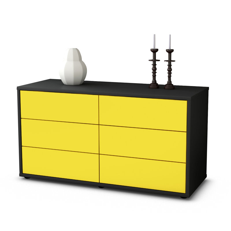 Cossette TV Stand, Yellow / Matte Anthracite