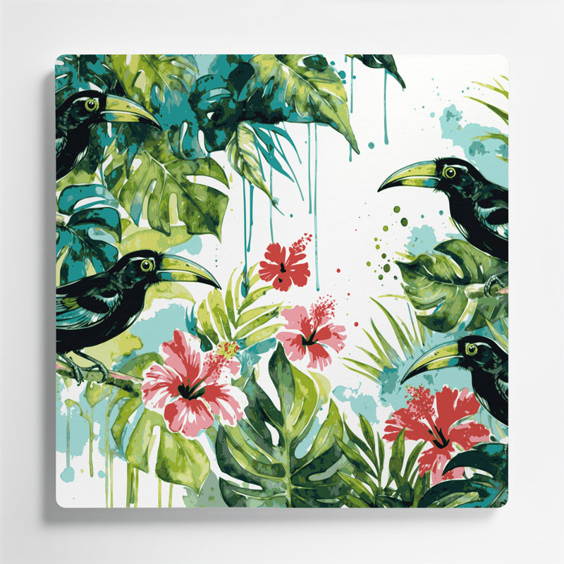 Oiseau hawaïen, art mural beige en métal, H 12 po x l 12 po