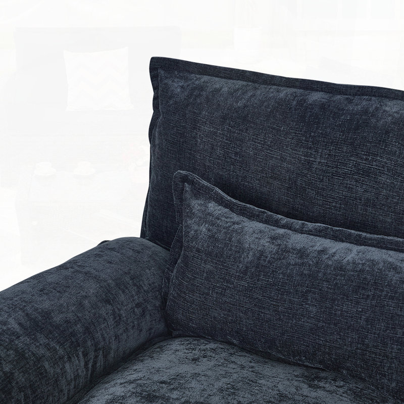Canapé en chenille avec canapé double, Bleu