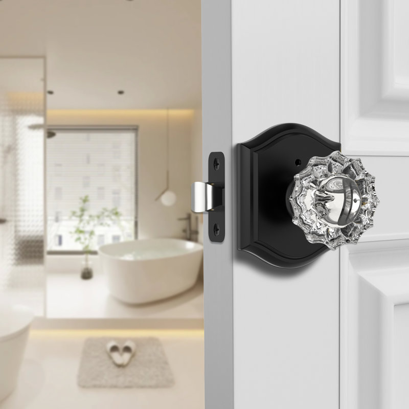 Coolnews Retro Elegant Series Crystal Privacy Door Knobs, Matte Black