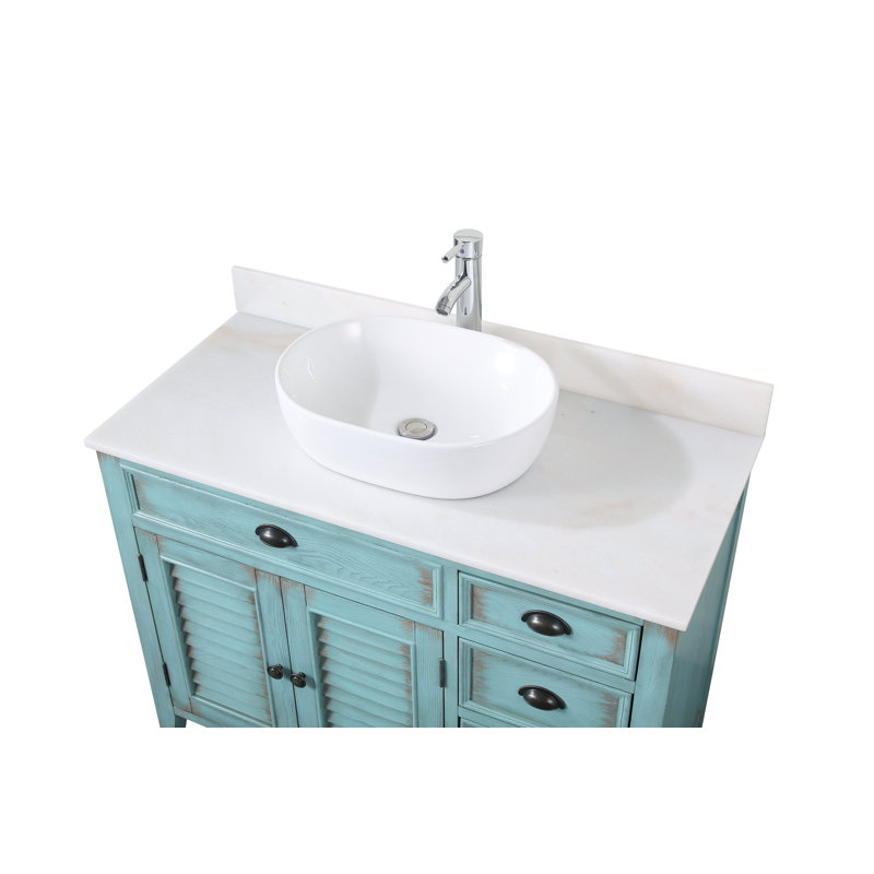 Lemoore 42'' Free-standing Single Bathroom Vanity with Marble Vanity Top