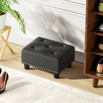 Banc avec repose-pieds Engelsman, repose-pieds capitonné en cuir PU pour le salon