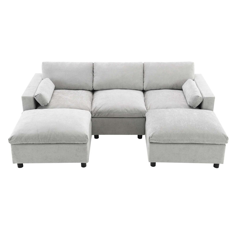 Canapé modulaire 86,5 po Chenille, Chenille gris moyen