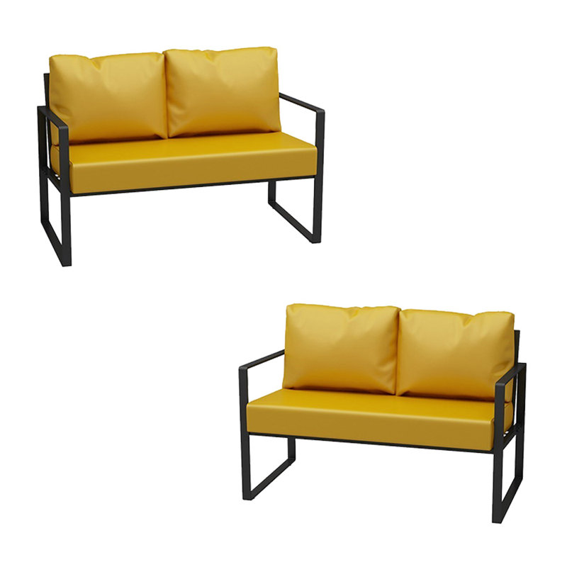 Banc rembourré en similicuir Lorilea, Jaune