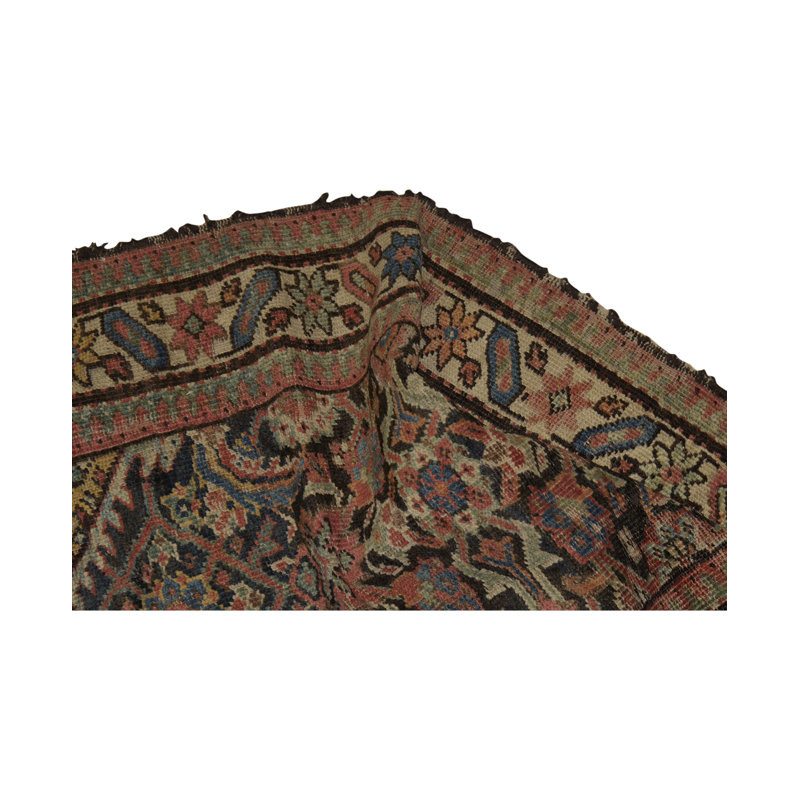 Tapis rouge et bleu noué à la main de haute qualité