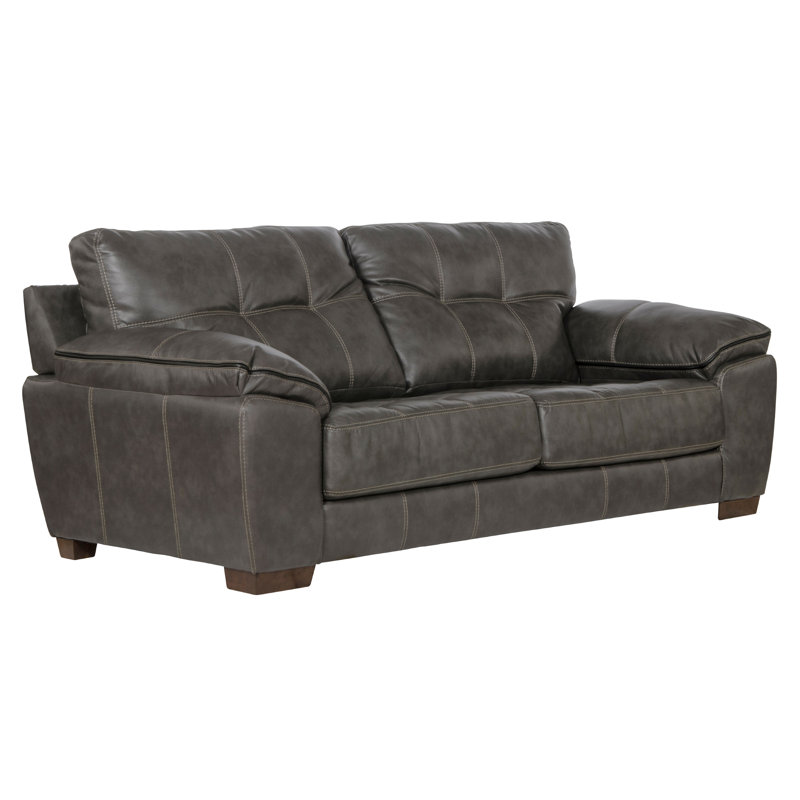 Scalli 97" Upholstered Pillow Top Arm Sofa, Gray Faux Leather