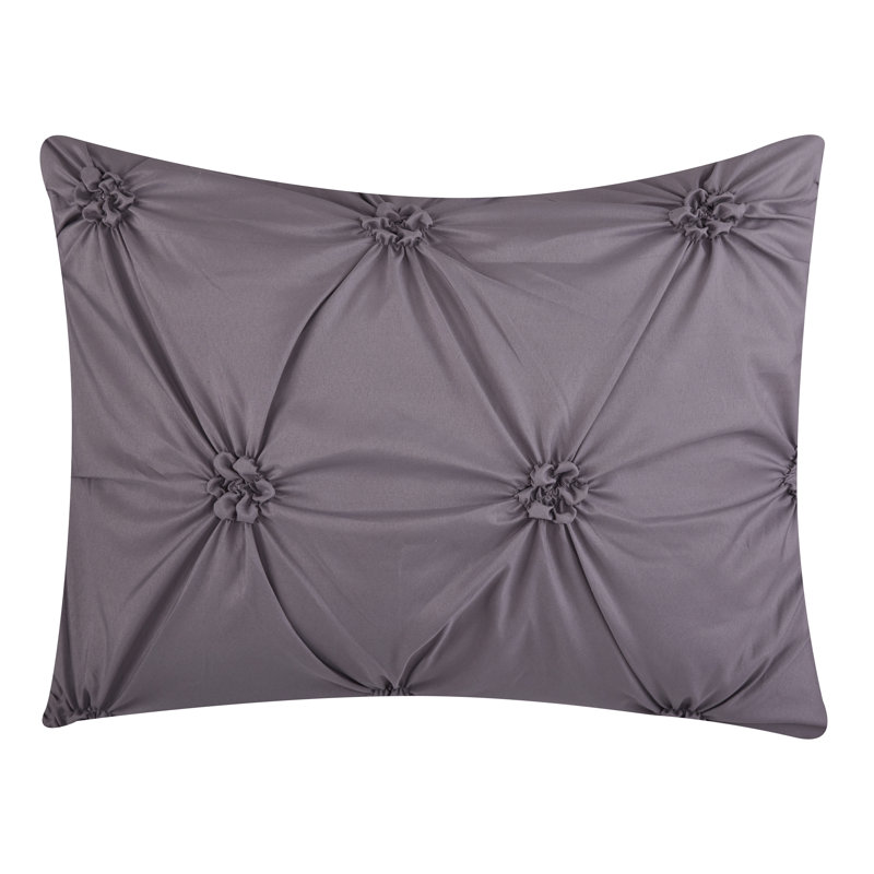 Ensemble d'édredon en microfibre 7 pièces Piercen, Édredon très grand californien + 6 pièces suppl, Mauve