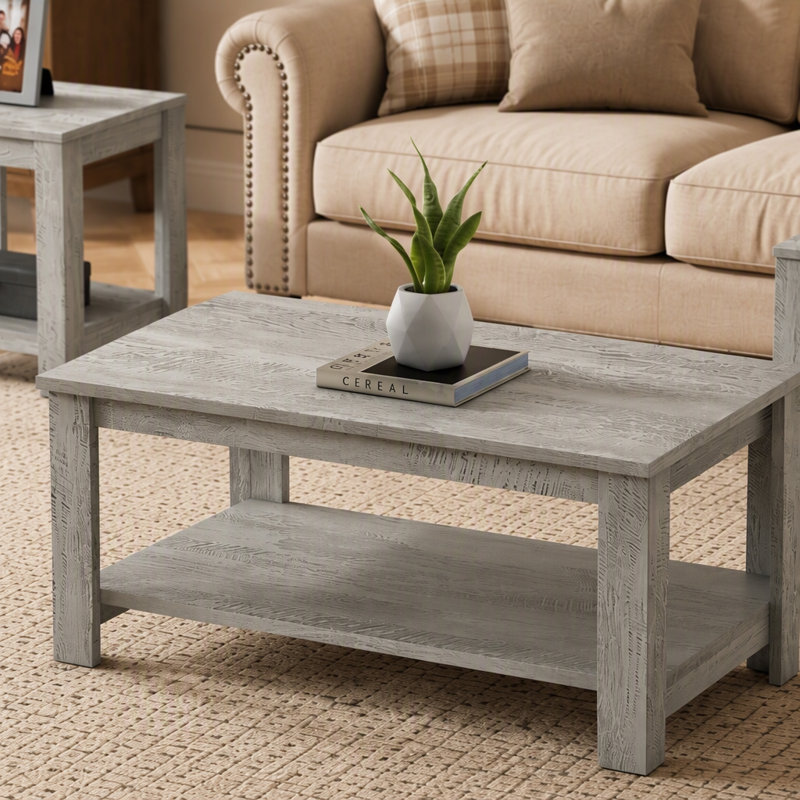 Coffee Table, Plateau gris clair / base gris clair