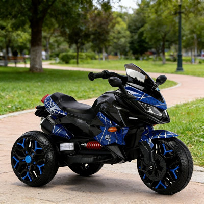 Kids 3-Wheels Ride-On Motorcycle 12V Battery Powered Motorbike With Training Wheels, Electric Ride-On Toy For Kids With Manual Throttle & Music Function