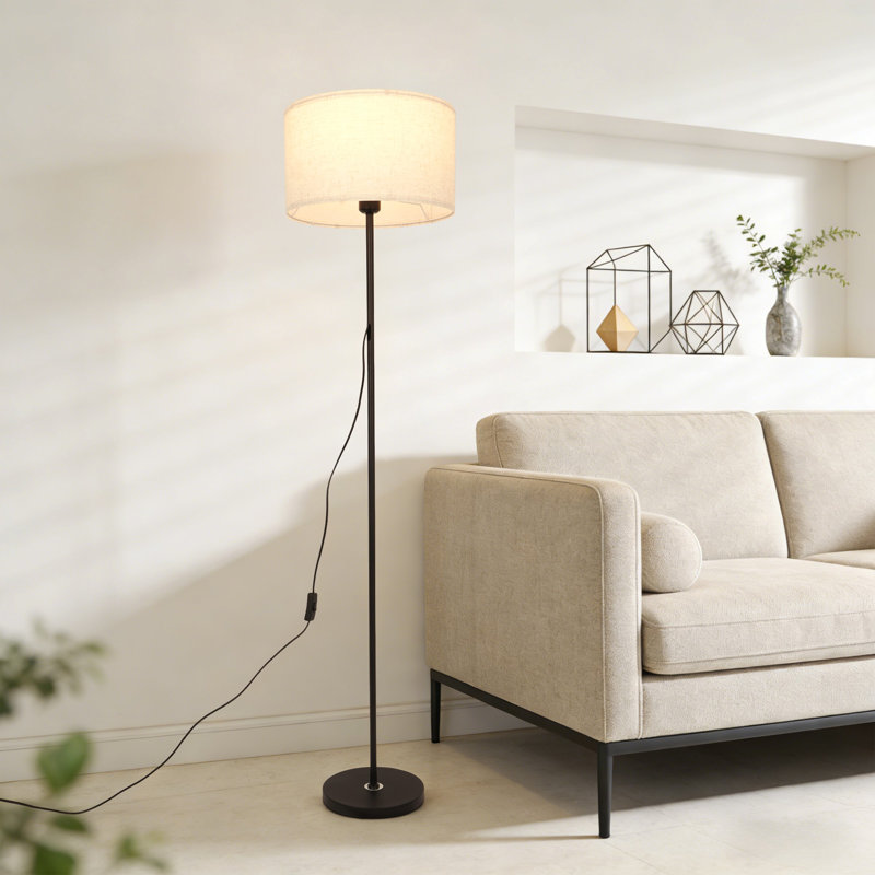 57" Traditional Floor Lamp With Drum Shade (Bulb Include)