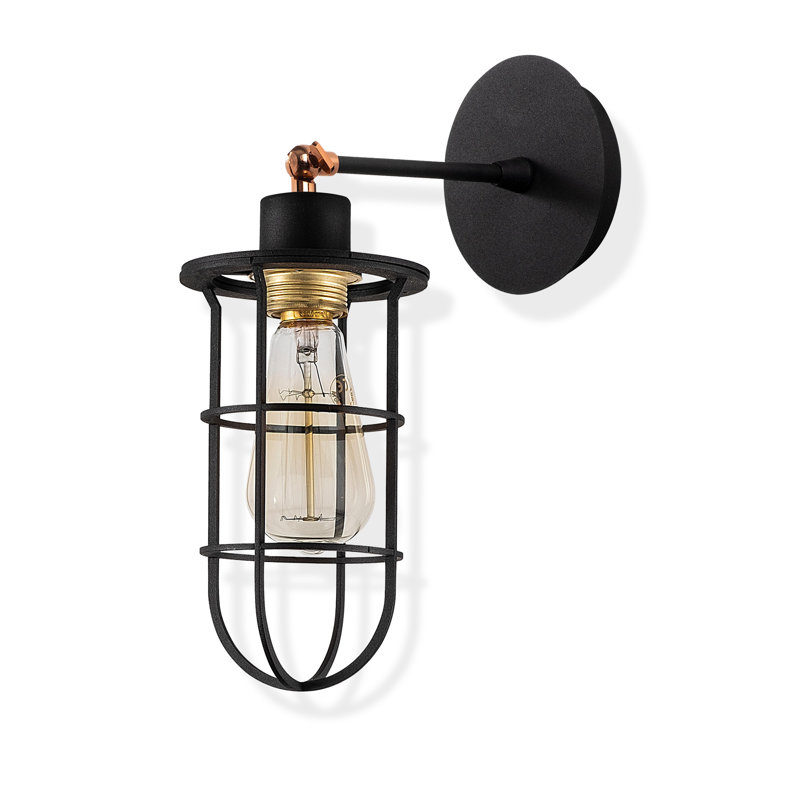 Adjustable Metal Body Caged Armed Wall Sconce