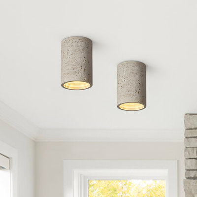 Musato 1-Light Cylinder Concrete-Look LED Flush Mount Ceiling Light